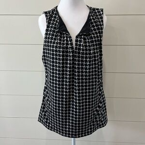 White House Black Market Geometric Black and White Blouse